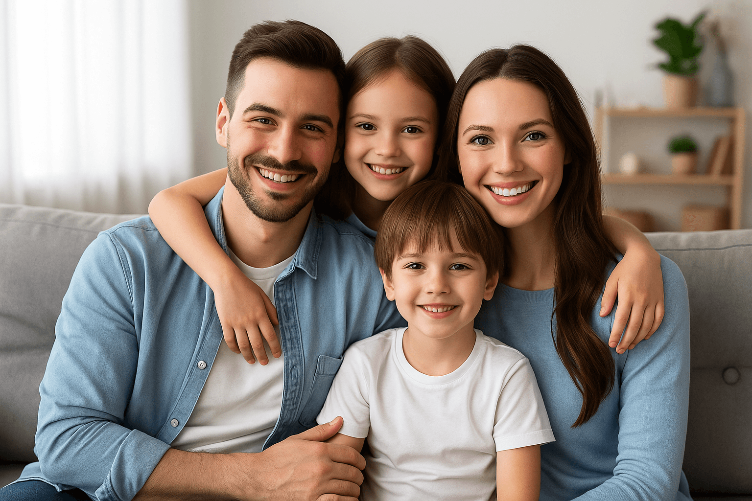 Família protegida simulando seguro